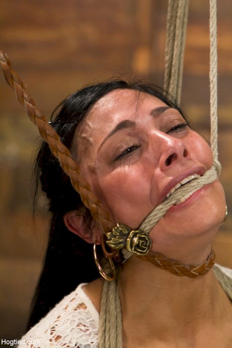 Brunette Latina with big tits Beretta James gets tied up and toyed