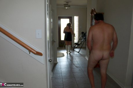Fat amateur Gangbang Momma is restrained and fucked by home intruders