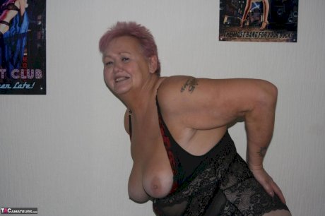 Short haired nan Valgasmic Exposed looses her boobs from sensual lingerie