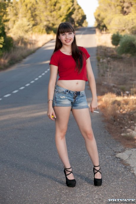 Sexy teen Luna Rival exposes her cunt and enjoys a gangbang with 3 guys