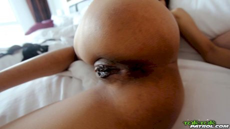 Thin Thai girl gets naked and fucked by a Farang from a POV perspective