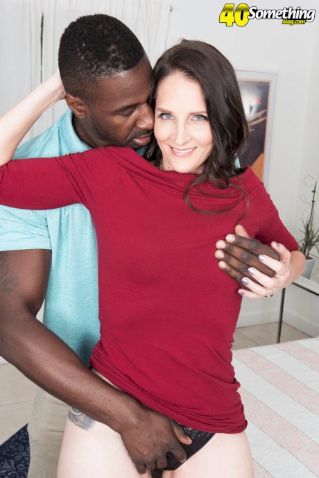 Brunette lady Christina Sapphire drips cum from her twat after interracial sex