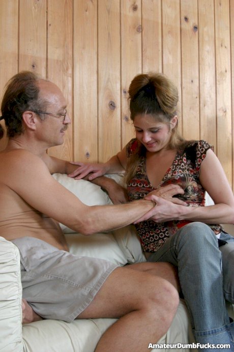 Amateur Estrella Turner gets her throat stuffed by her nerdy old stepdad