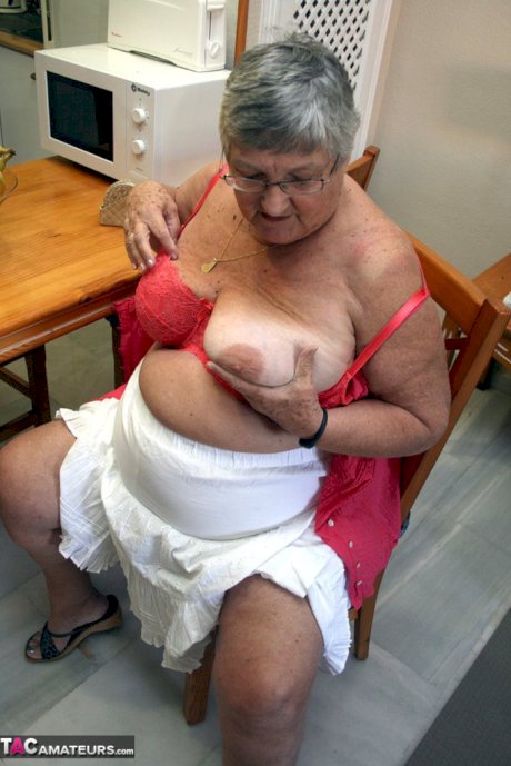 Sassy SSBBW Grandma Libby bends over naked to how off her huge fatty ass