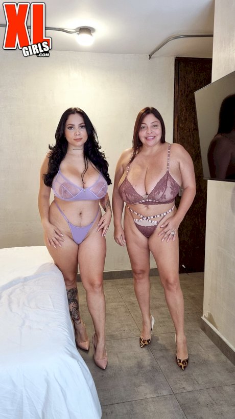 Big Latina lesbians Sofia Damon & Kim Velez play with each others big boobs