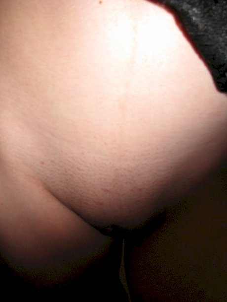 Teen in black lingerie shows her small tits & her shaved pussy up close