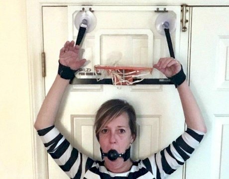 Amateur lady Meyer is gagged and restrained in various locations at home