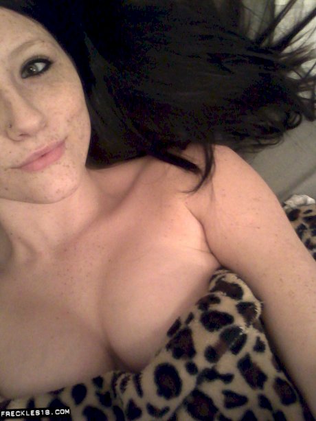 Stacked brunette cutie Freckles 18 takes pictures of her naked body