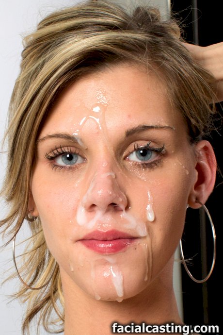 Skinny blonde blowing a huge dick and taking a monster facial at the casting