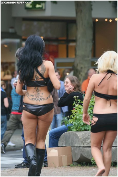 Teen girls at a street party are secretly recorded by a public voyeur