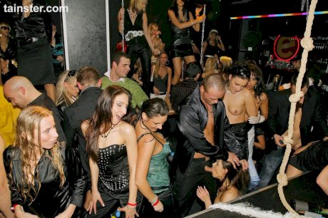 Drunk milfs sucking cock and fucking like whores in crazy club orgy