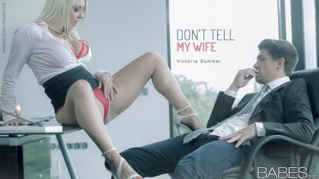 Blonde secretary Victoria Summers seducing office sex in long black skirt