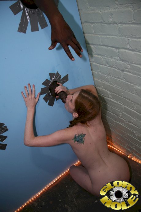Redhead Amelia Rose goes 1 on 1 with a BBC & takes a facial at a gloryhole
