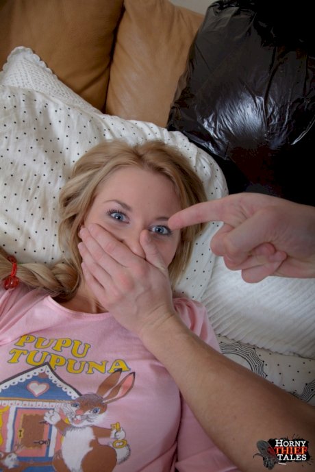 Young blonde spit out cum after masked men make her suck them off