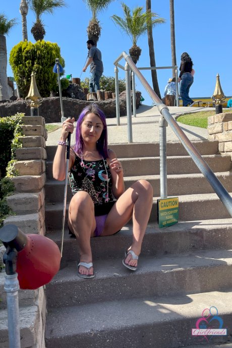 Sexy amateur girl Lily Adams exposes her pussy and asshole up close outdoors