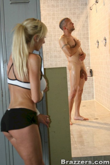 Big boobed pornstar Regan Anthony riding a huge cock in the male washroom
