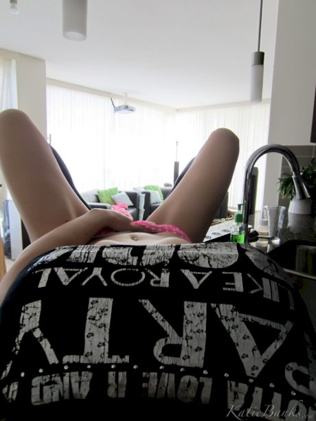 Big titted amateur Katie Banks takes self shots in cute panties