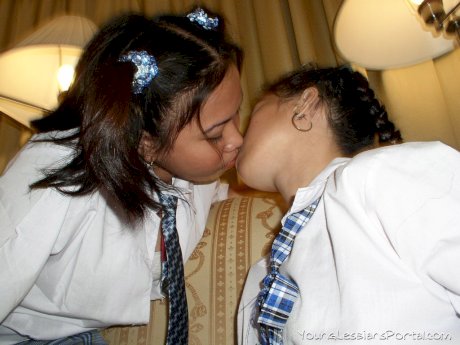 Young Asian lesbians lick assholes and pussies after school is out for the day