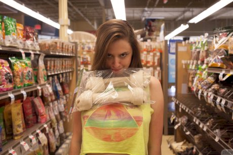 Teen girlfriend Elektra Rose flashes her hot boobs and small ass in a store