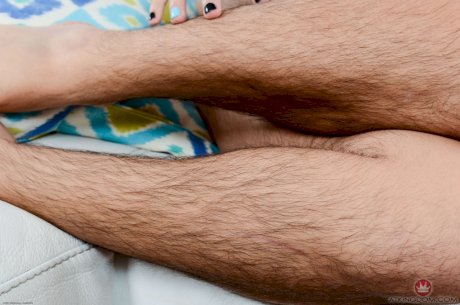 Tattooed brunette Anika Darling spreads her juicy hairy twat & ass in her room