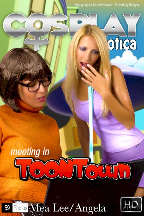 Lesbian girls fondle each other while dressed in cosplay clothing