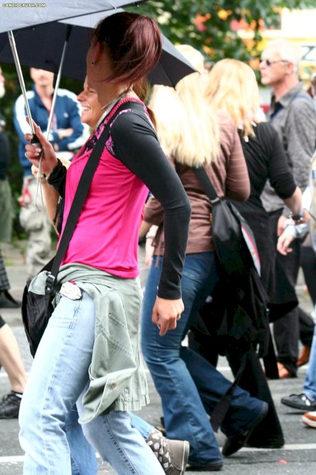Teen girls at a street party are secretly recorded by a public voyeur