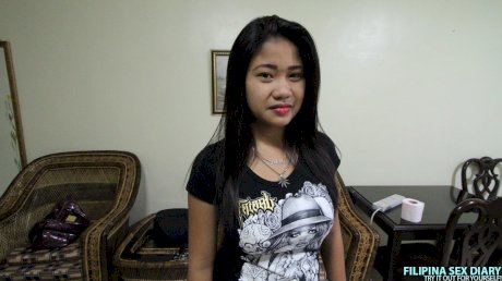 Big titted Asian girl Potchie stands naked before POV sex with a Farang