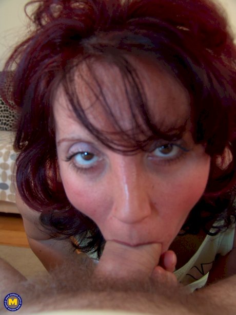 Mature wife Jutka licks her man's feet & gives him a hot POV blowjob