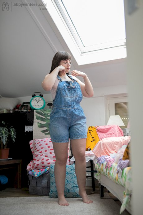 Small titted teen Kelsy gets spied on while dressing in a denim outfit