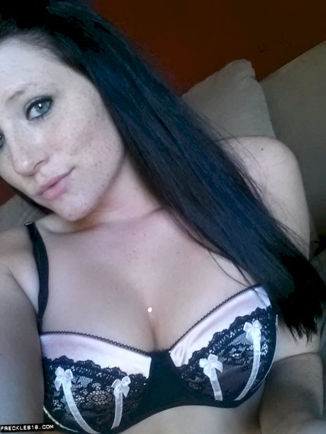 Cute model Freckles takes self shot of hot ass in sheer panties & stockings