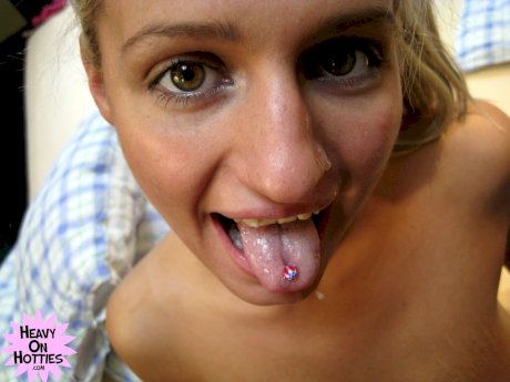 Blonde amateur Wendy Star takes a facial after blowing & riding an uncut cock
