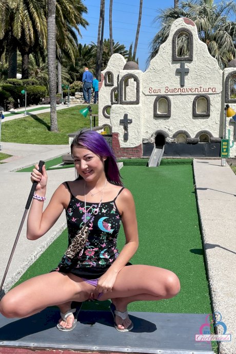 Sexy amateur girl Lily Adams exposes her pussy and asshole up close outdoors