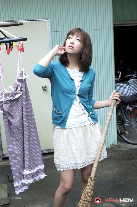 Sweet Japanese babe Juri Kitahara gives her landlord a hot blowjob