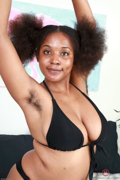 Chubby ebony teen Panreece unveils her big tits & fingers her hairy pussy