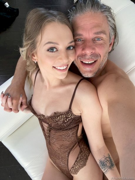 Skinny teen Lily Larimar removes her bodysuit and takes a dick in POV